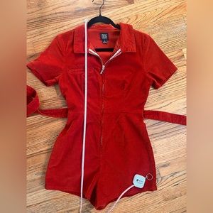 Rust Orange/Red Corduroy Romper